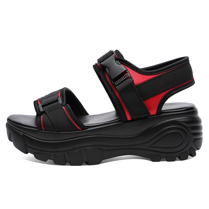 

Open-Toed Wedge Sandals, Velcro Color-Blocking Women'S Shoes, Waterproof Platform Women'S Shoes