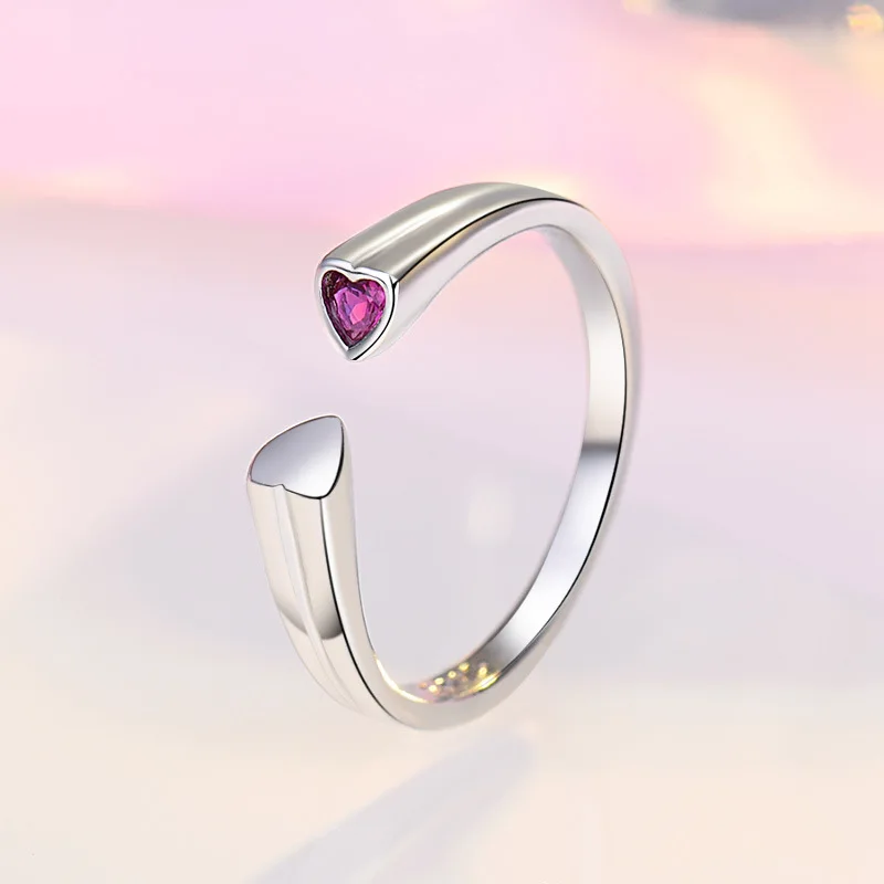 

Dainty Female Crystal Love Heart Ring Rose Gold Silver Color Wedding Rings For Women Trendy Zircon Stone Open Engagement Ring