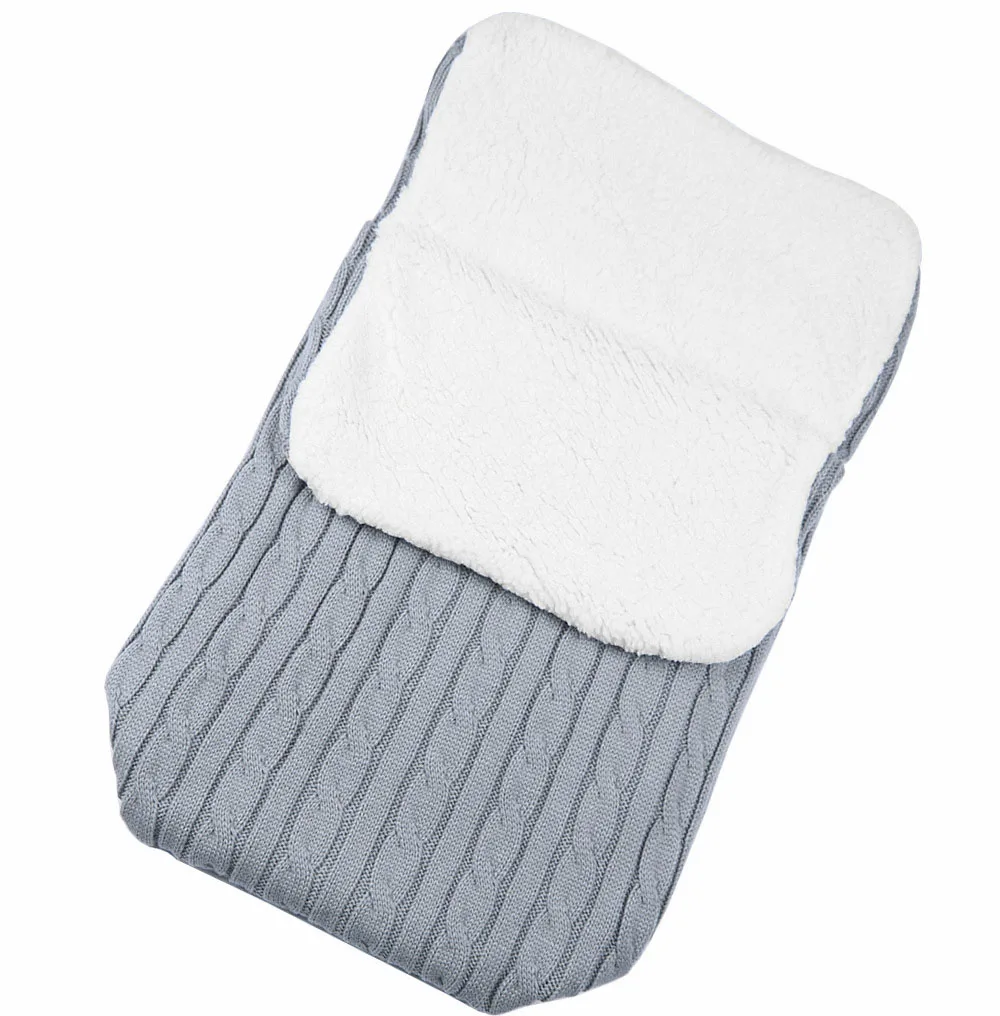 DR3637-Light Gray Детские спальные мешки, конверт, зимняя теплая муфта для ног, одеяло для малышей, шерстяное спальное одеяло, вязаная Пеленка на кнопках, накидка для пеленания, накидка для коляски - Цвет: DR3637-Light Gray