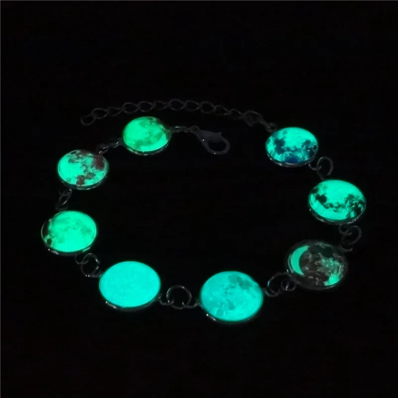Новинка 2020 светящиеся в темноте браслеты из стекла виде галактики и Луны для