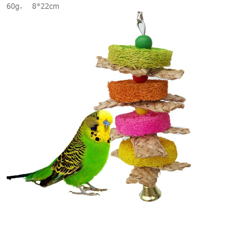 

1Pcs Parrot Bird toy Bite molar Chew loofah slice corn skin toys Hanging cage Strings Climbing gnawing Bird Cage Accessories