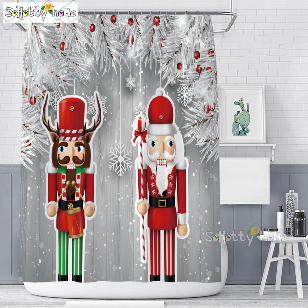 Занавески для душа серебряное Рождественское украшение декорации красный