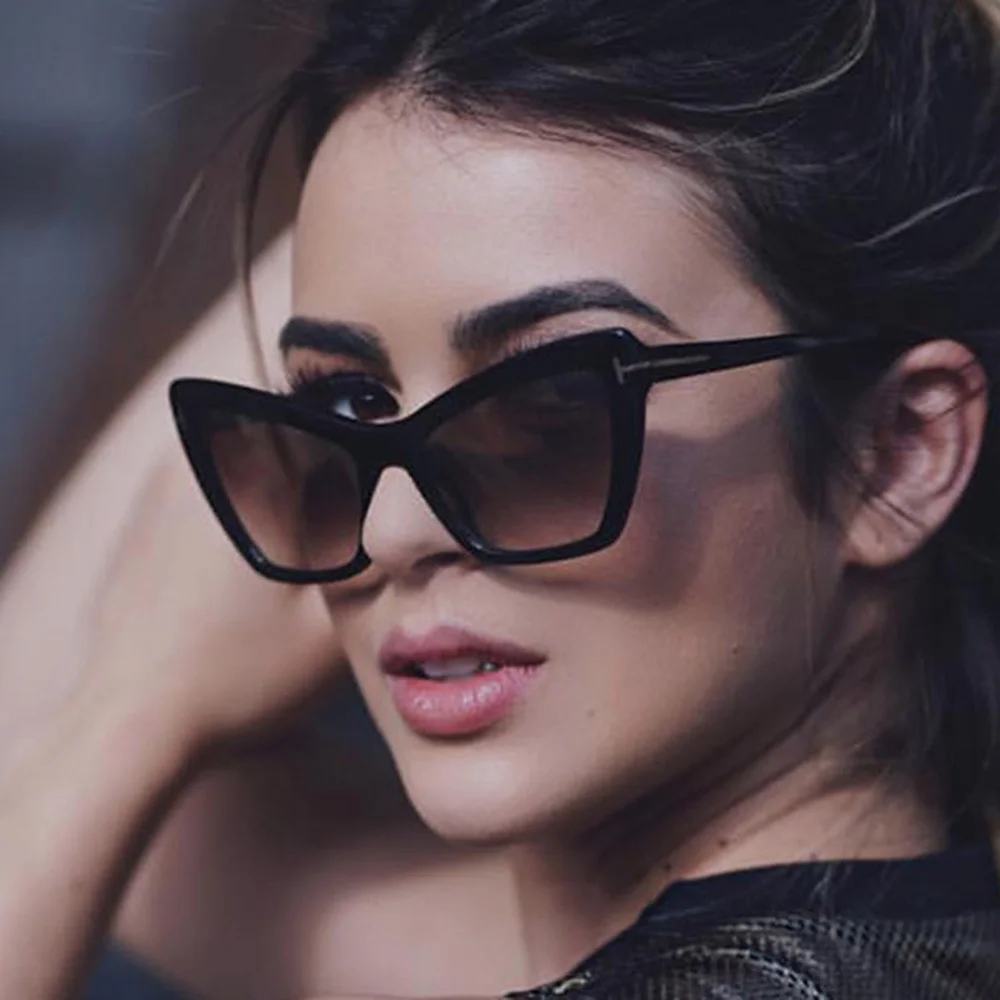 

Retro Oversized Cat Eye Sunglasses Women Brand Luxury Designer Clear Ocean Lenses Glasses Sexy Female Gold T Decoration Eyewear