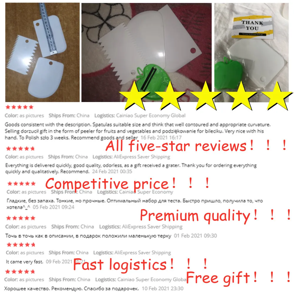 

3PCS/Lot Dough Cake Cutter Slicer Spatula for Cake Cream Scraper Pasty Cutters Scraper Irregular Teeth Edge DIY Smoother