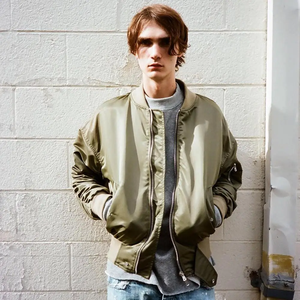 Плиссированные рукава ветровка черное милитари зеленое пальто MA1 Авиатор пилот