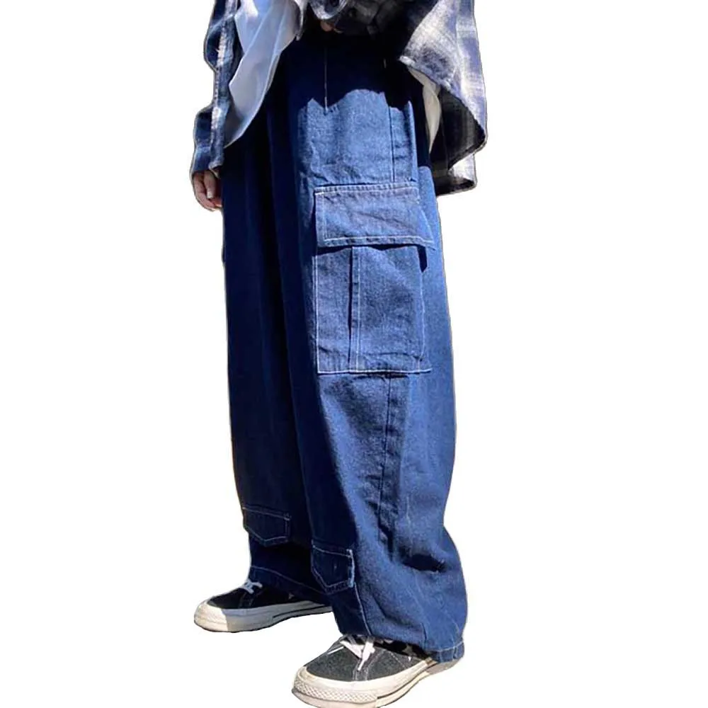 New Fashion Cargo Jeans Men and Women Casual Denim Pants Hiphop Harem Trousers Straigth Loose Baggy Streetwear Jeans Clothing