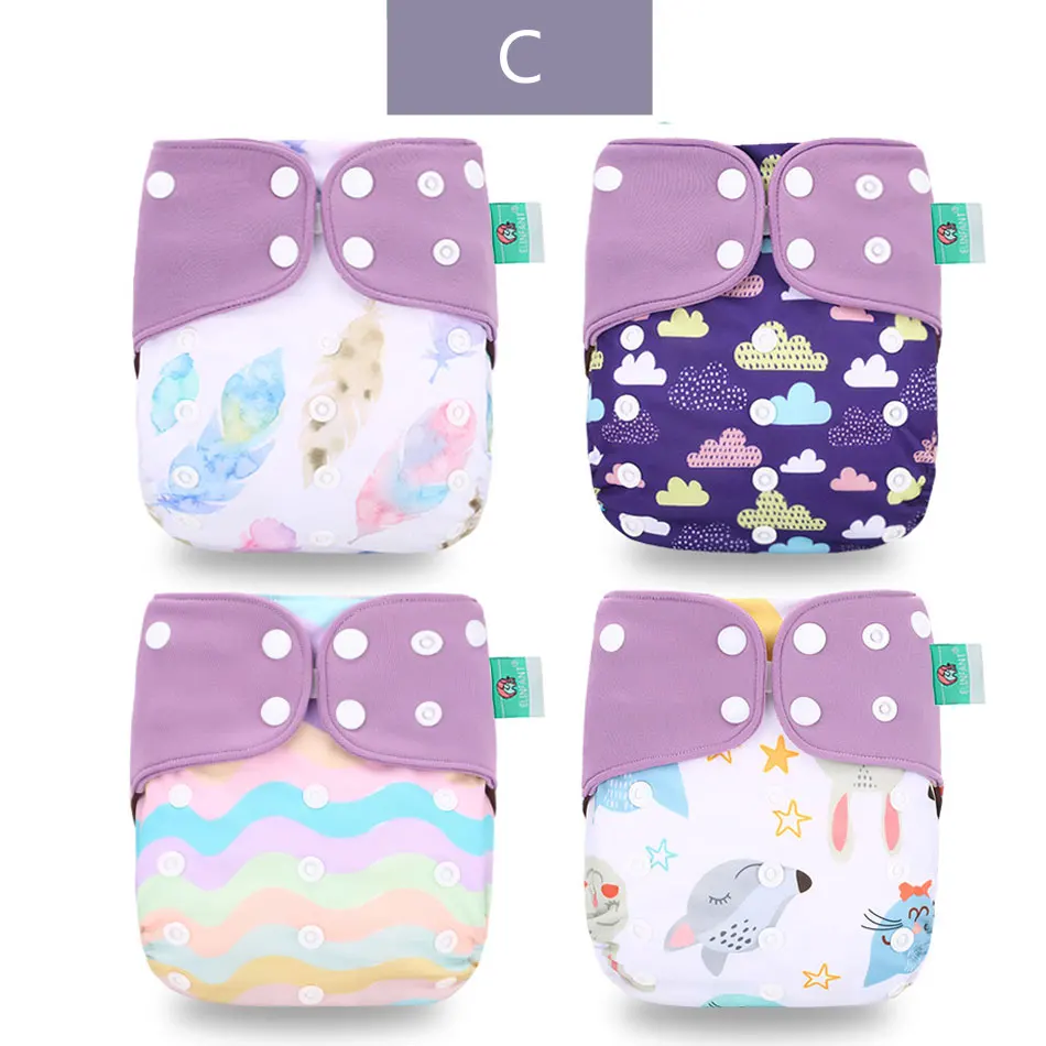 ES060-C-clothdiaper Elinfant Эко-дружественных пеленки 4 шт./компл. моющиеся кофе сетчатая ткань с ромбовидным узором регулируемые подгузники многоразовые тканевые подгузники с карманами - Цвет: ES060-C-clothdiaper