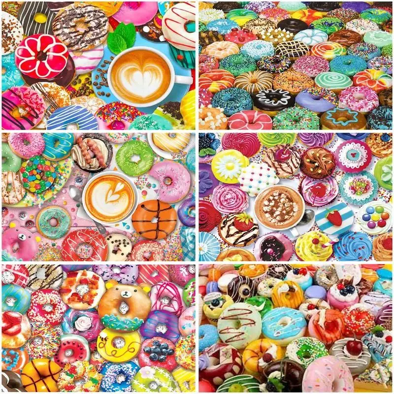 

GATYZTORY Diy Frame Paint By Number Food Landscape Coloring By Number Coffee Cake Doughnuts Drawing On Canvas For Adults Home De