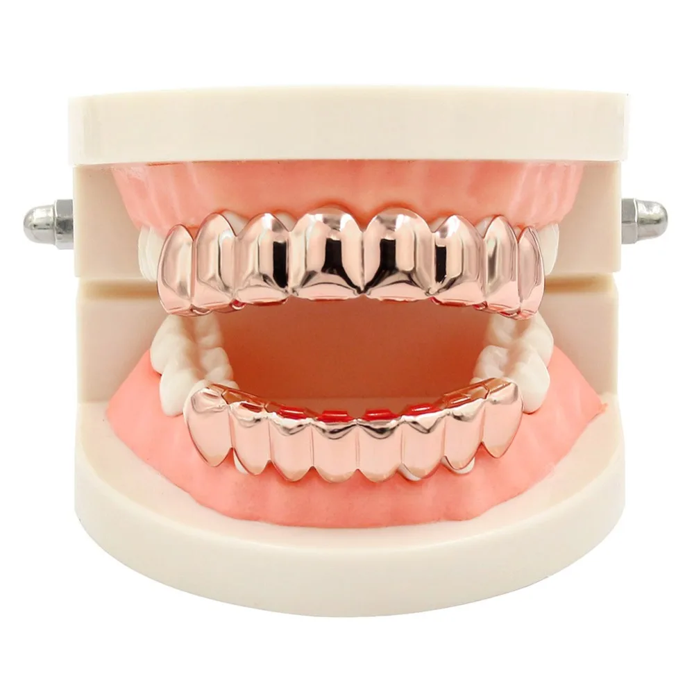 OH 8/8 Hip Hop Teeth Grillz Set Gold Silver Color Top &amp Bottom Body Jewelry Punk Cosplay Party Tooth Grills Gifts | Украшения и