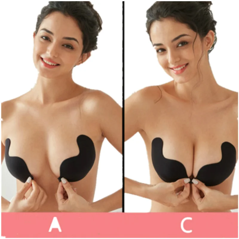 Бесшовный самоклеящийся бюстгальтер без бретелек пуш ап косточек сексуальное