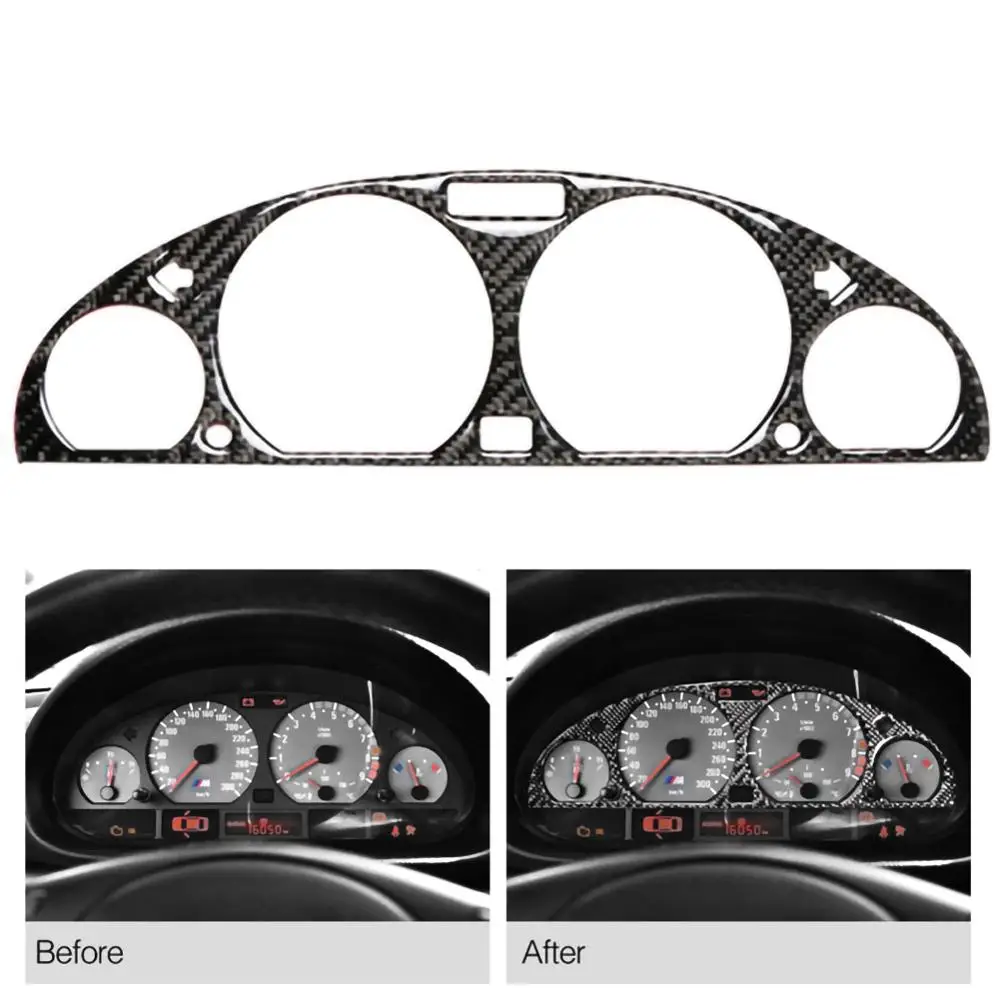 For BMW E46 M3 1998-2005 Car Black Carbon Fiber Internal Instrument Panel Decorative Frame Dashboard Cover Sticker Trim Interior |