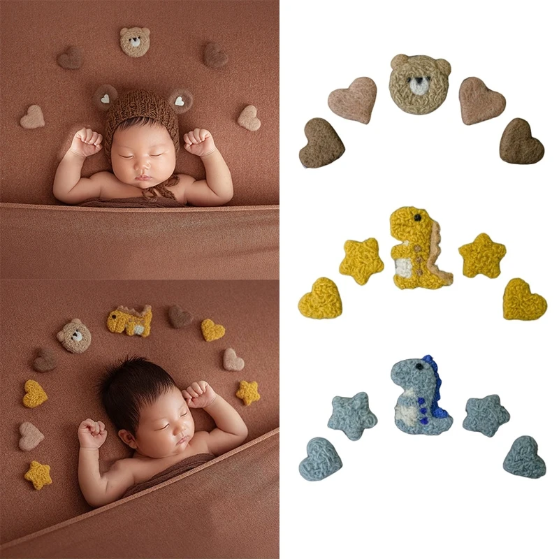 

5Pcs/Set DIY Handmade Baby Wool Felt Dinosaur Stars Love Heart Home Party Decor P15C