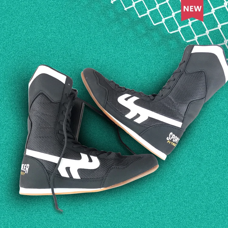 Anti-Slipping Sport Boxing Shoes Boots High Ankle Professional Protecting High-Top Rubber Sneakers For Men Women