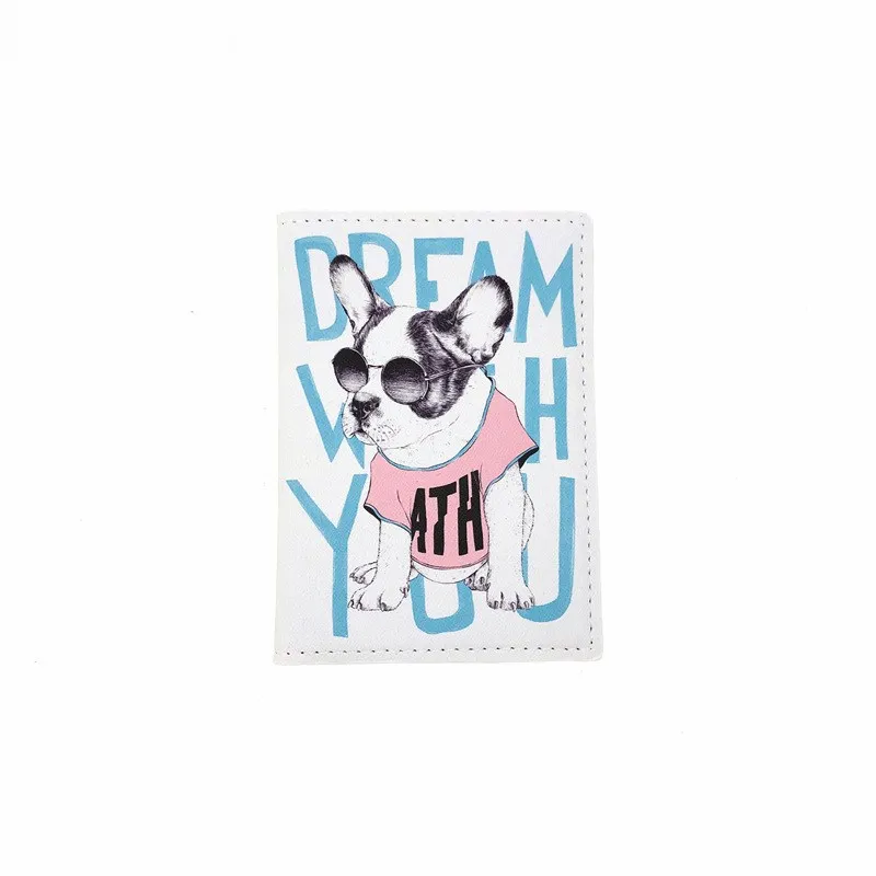 cute dog pu travel passport case id card cover passport holder protector organizer travel super quality women men card holder free global shipping
