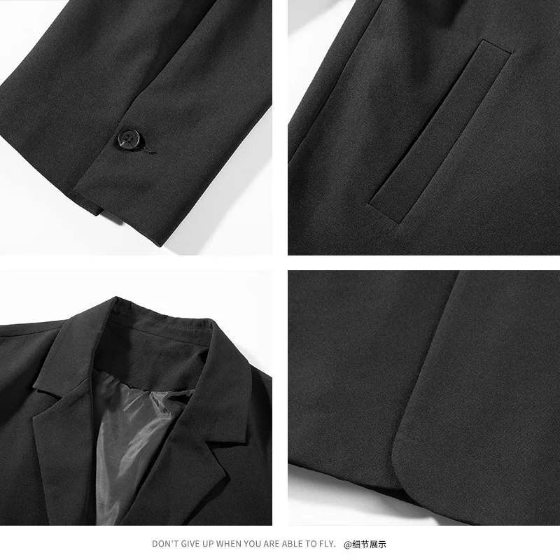 

Small Suit Male Korean Vintage Blazer Suit Jacket Mens Solid Color Loose Handsome Autumn Winter Casual Jacket Men Black Suit Top