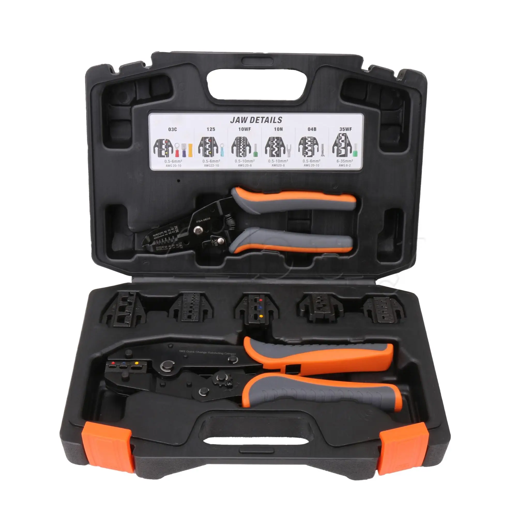 8 x быстросменных инструментов для обжима проводов с храповым механизмом