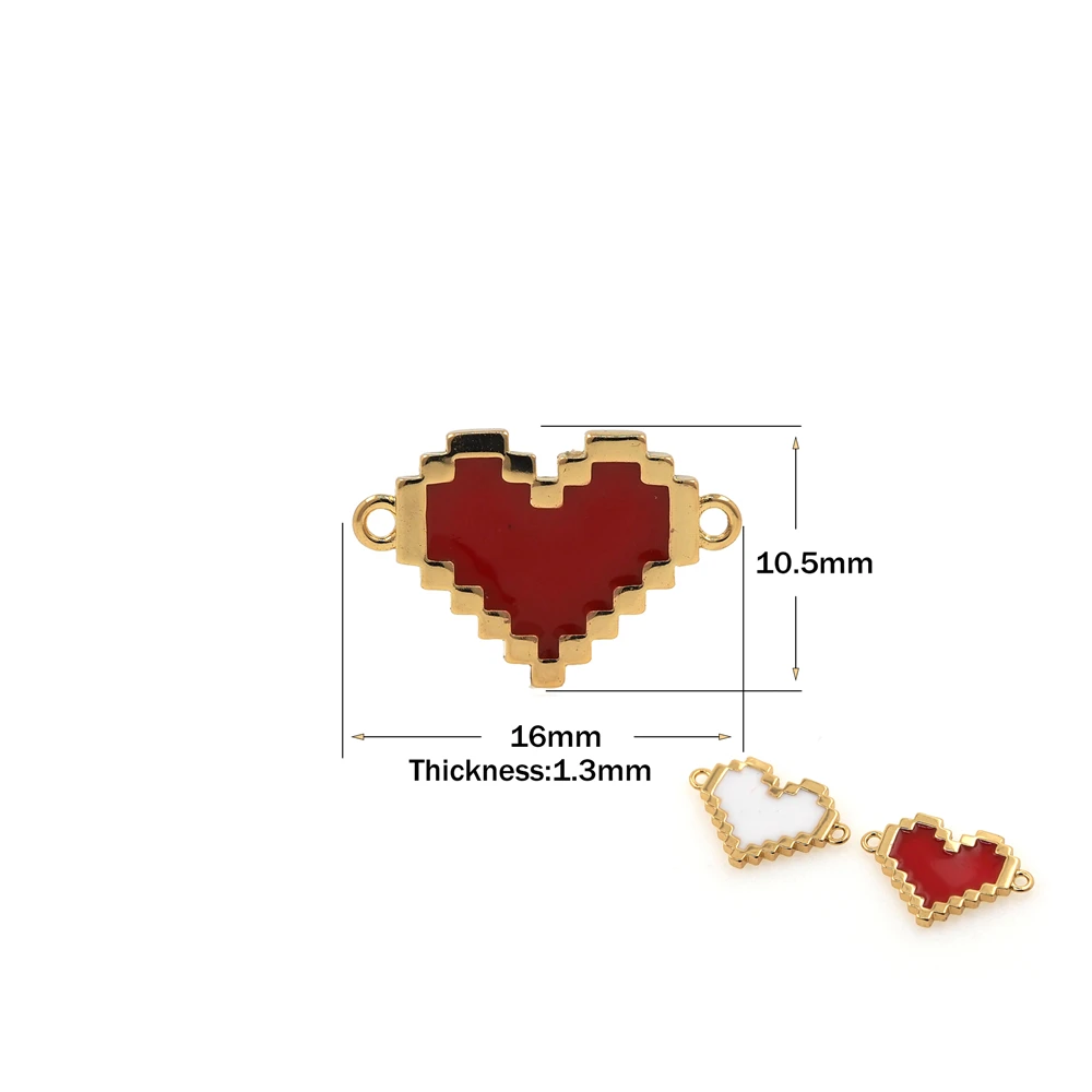 

Gold-Plated Enamel Red Heart-Shaped Floating Charm Connector For Small Box Pendants DIY Jewelry Making Supplies Accessories