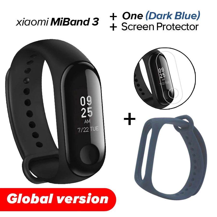 Xiao mi Band 3 mi band 3 фитнес-трекер пульсометр 0,78 ''OLED дисплей Bluetooth 4,2 для Android IOS - Цвет: Gb Dark Blue N Film