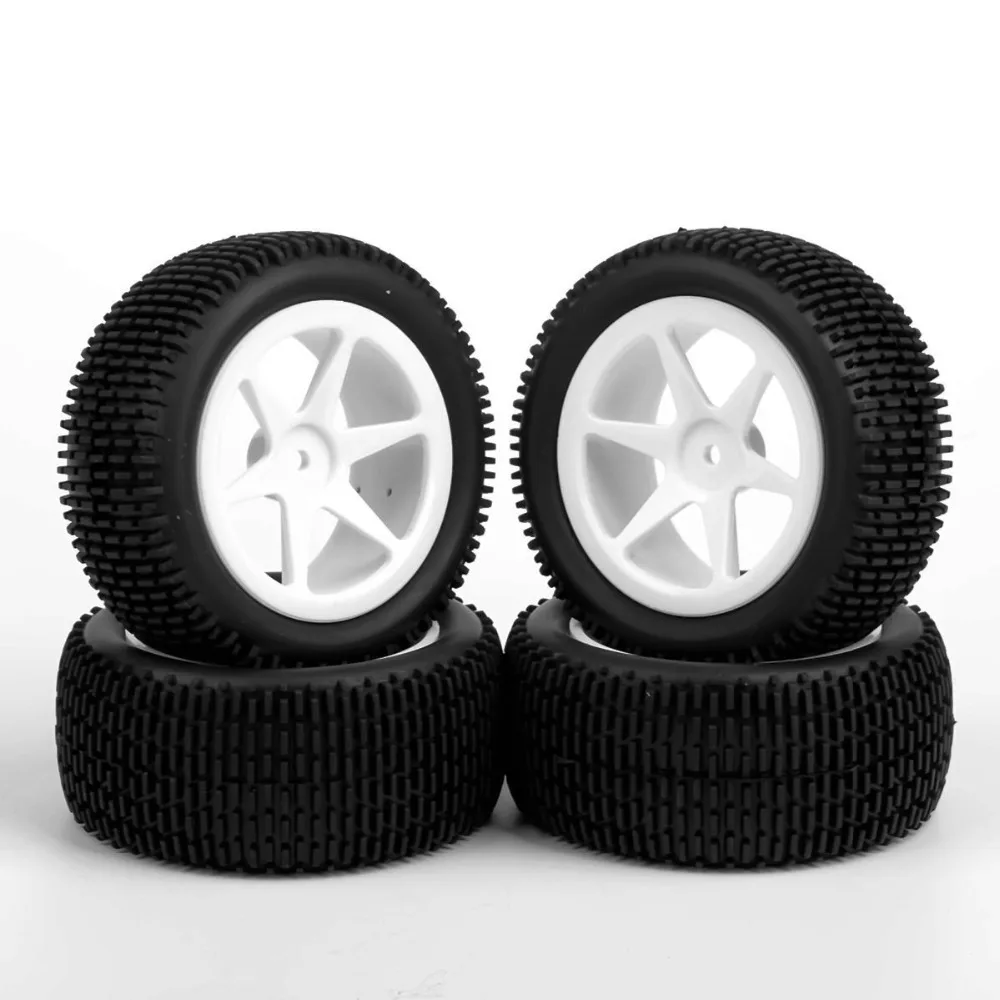 

4PCS 1:10 Rubber Tires Wheel Rims Off-Road Front Rear For RC Buggy Car 12mm Hex
