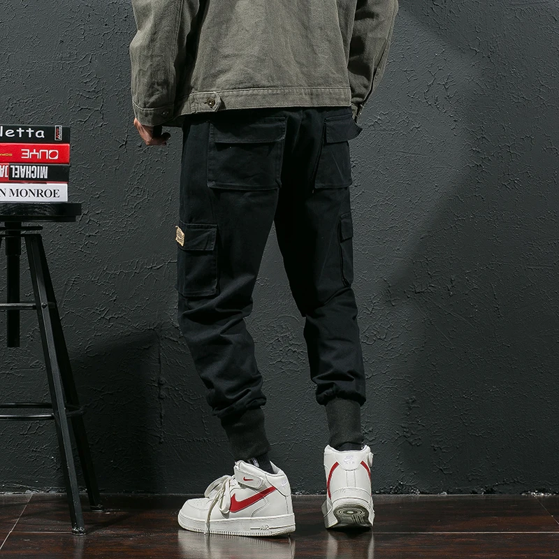 Мужские Винтажные брюки карго модные спортивные штаны цвета хаки с карманами в
