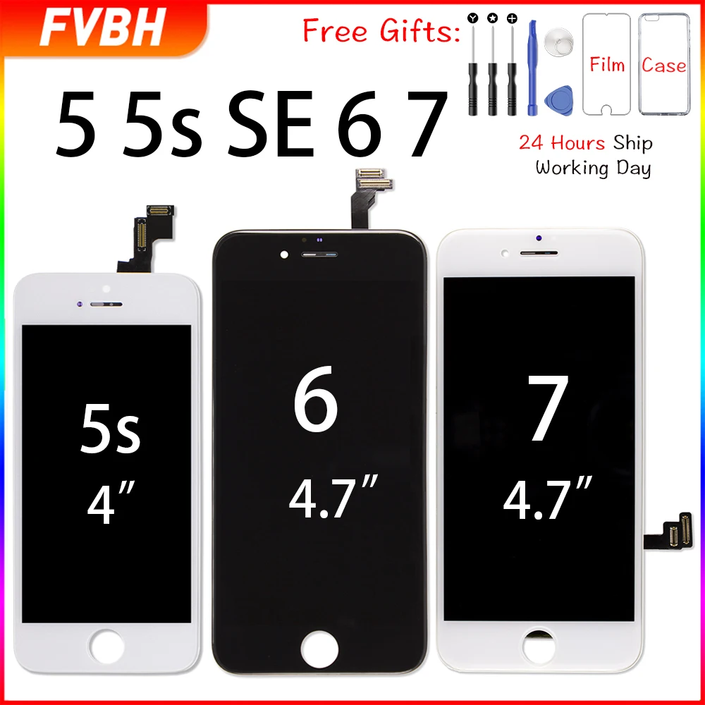 Черный/белый Pantalla LCD для iPhone 5G 5s SE 6 7 дисплей Замена 3D сенсорная Оцифровка экран