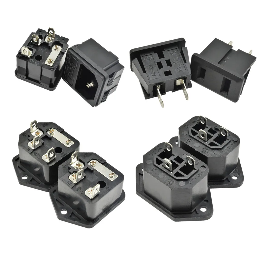 1 шт. 10A 250VAC 4 Pin IEC320 C14 входной разъем AC Мощность гнездо кулисный переключатель