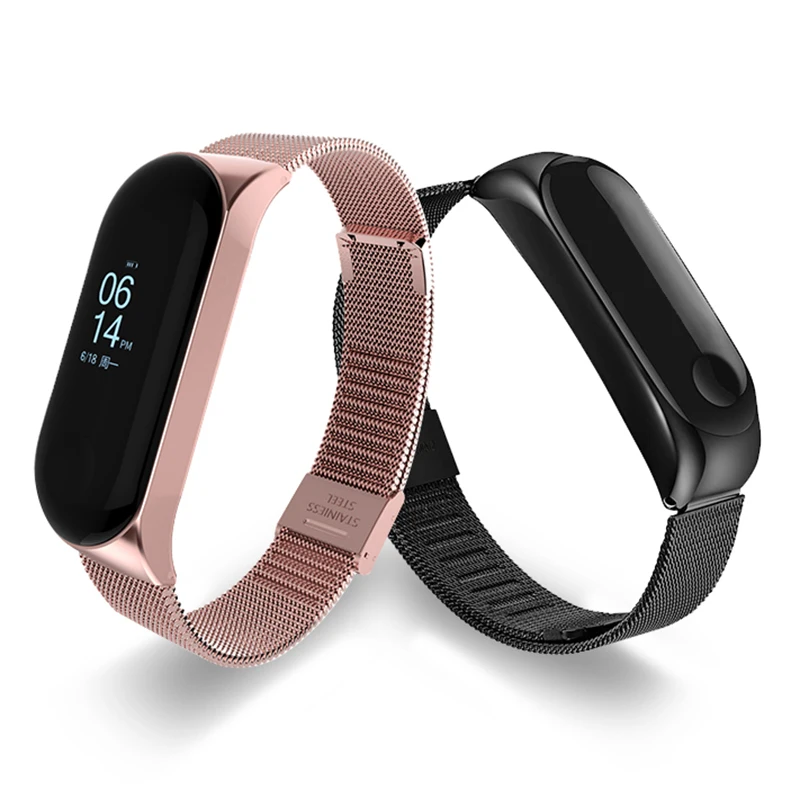 Rovtop mi Band 3/4 ремешок на запястье металлический Безвинтовой браслет из нержавеющей стали для Xiaomi mi ремешок 3/4 браслет mi Band 3 браслеты