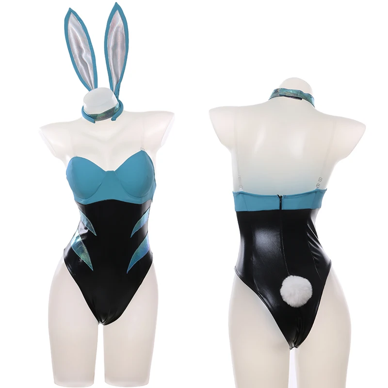 

Akali Cosplay LOL KDA Bunny Girl Sexy Halloween Costumes Cute Rabbit Ears Jumpsuit Bodysuit Cool Sweet Girl New Set Drop Ship