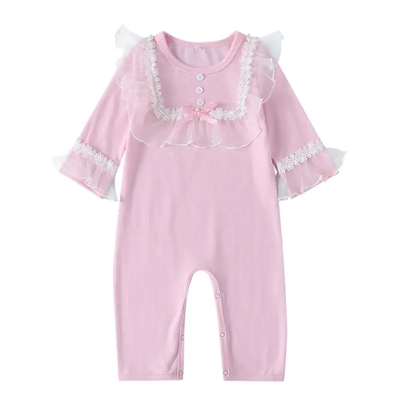 Одежда для малышей комбинезон маленьких девочек розовый хлопковый Модный с