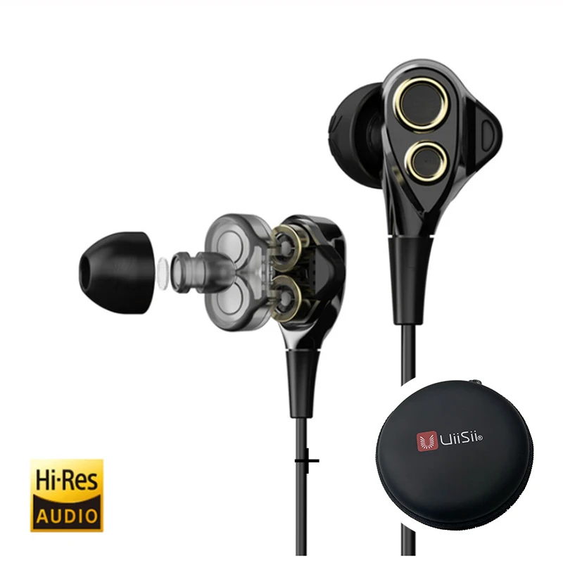 Наушники-вкладыши HiFi, UiiSii T8S тройные наушники для водителей шумоподавление и глубокий бас с микрофоном Регулятор громкости для смартфонов - Цвет: BA-T8s Black And Box