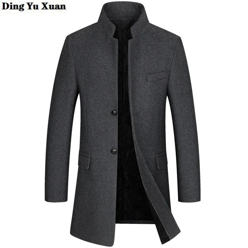 

Autumn Winter Mens Wool Trench Coat for Men Stand Collar Slim Fit Overcoat High Quality Business Casual Woolen Blend Outerwear
