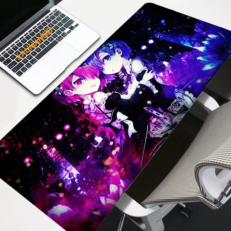 

Re Zero Gaming Mouse Pad Computer Gamer Mousepad Large Game Rubber No-slip Mouse Mat Anime Large Desk For CSGO LOL PC Laptop