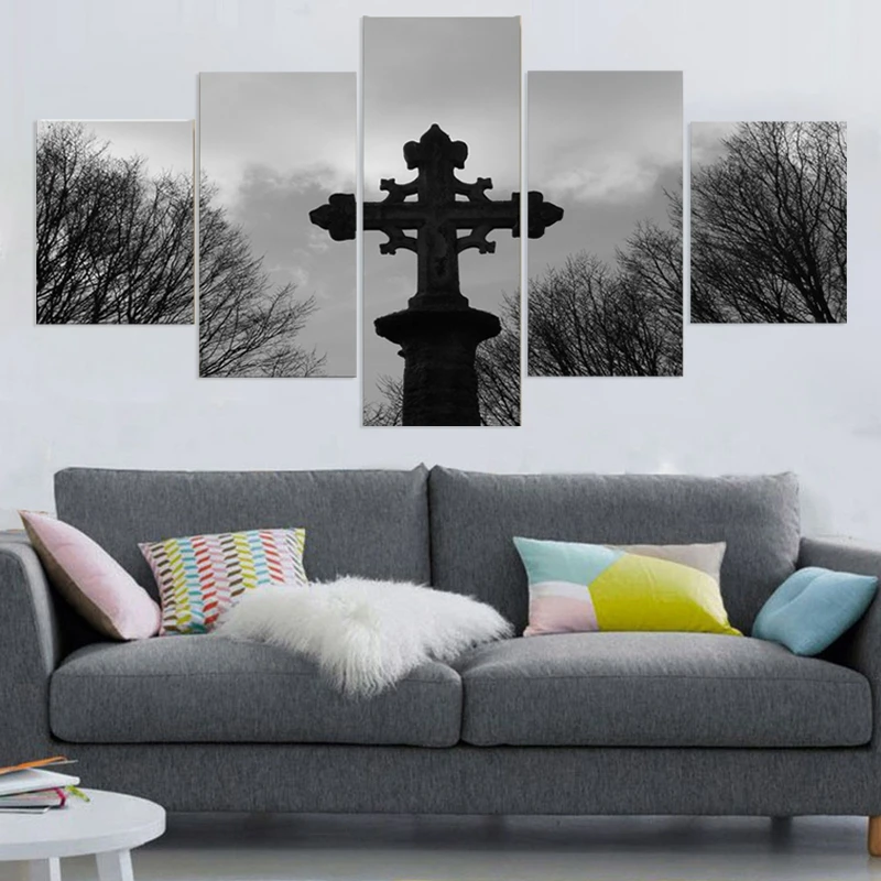 

No Framed Religious Cross Celtic 5 piece Wall Art Canvas Print posters Paintings Oil Painting Living Room Home Decor Pictures