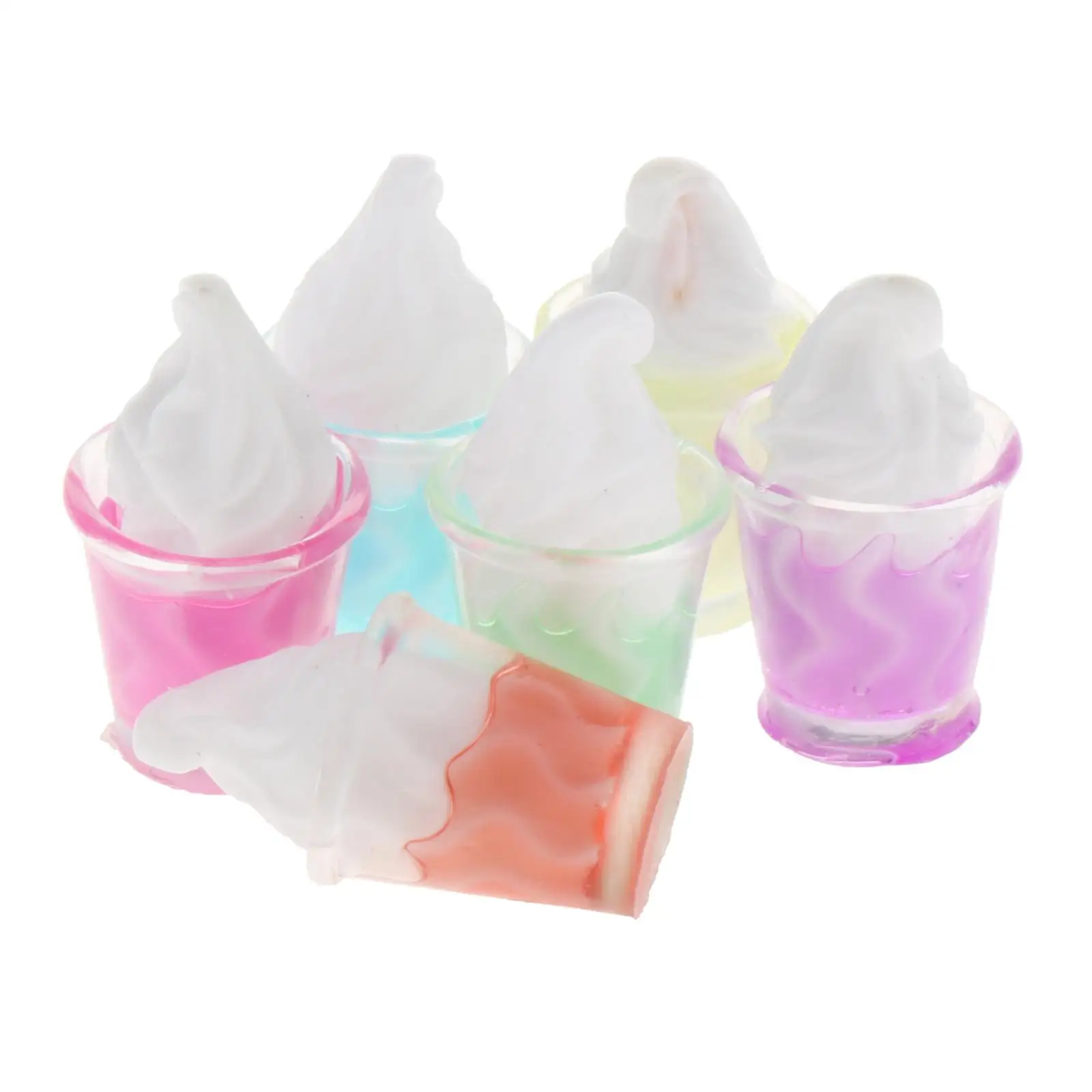 

Dollhouse Miniature Food Ice Cream Set 6 Colors 1:12 Inch Scale Doll House Decor