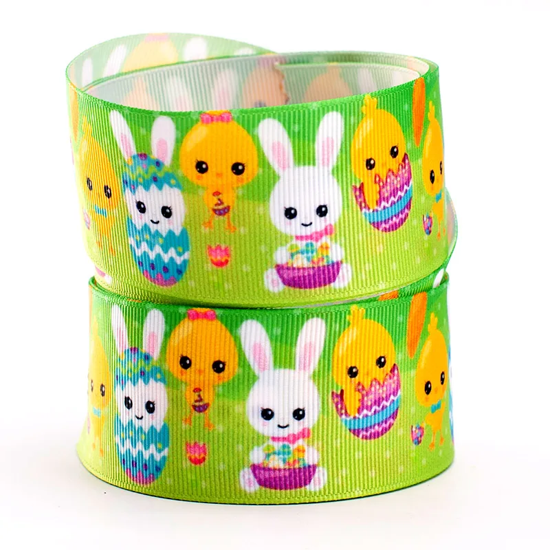 10 ярдов-корсаж/атласная лента-Пасхальная лента с принтом кролика | Дом и сад