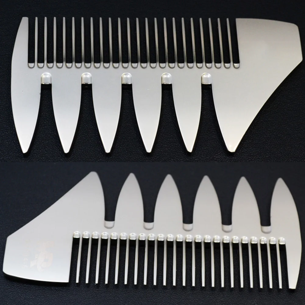 

2 In 1 Pocket Size Lightweight Wide Tooth Dual Sided Retro Multifunction Zinc Alloy Styling Short Hairdressing Beard Comb Home