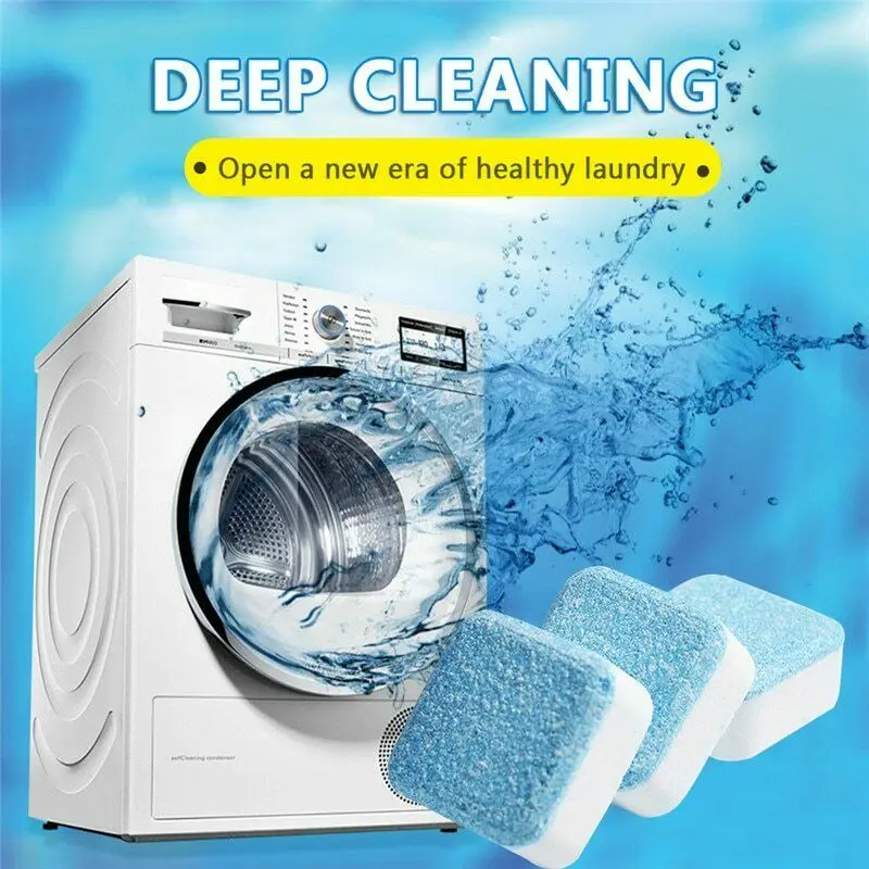 

12Pcs Cleaning Tablets Washing Machine Cleaner Washer Laundry Soap Cleaning Tablets Detergent Effervescent Washer Cleaner