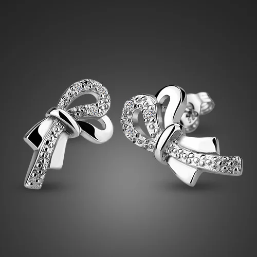 Рождественские подарки. Милые серьги из стерлингового серебра с бантом для