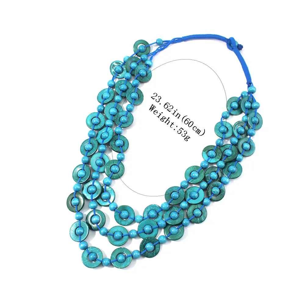 

Beaded Necklaces Pendants Ethnic Women Handmade Jewelry Pendant Statement Long Necklace Boho Shell Wood Link Chain Trendy