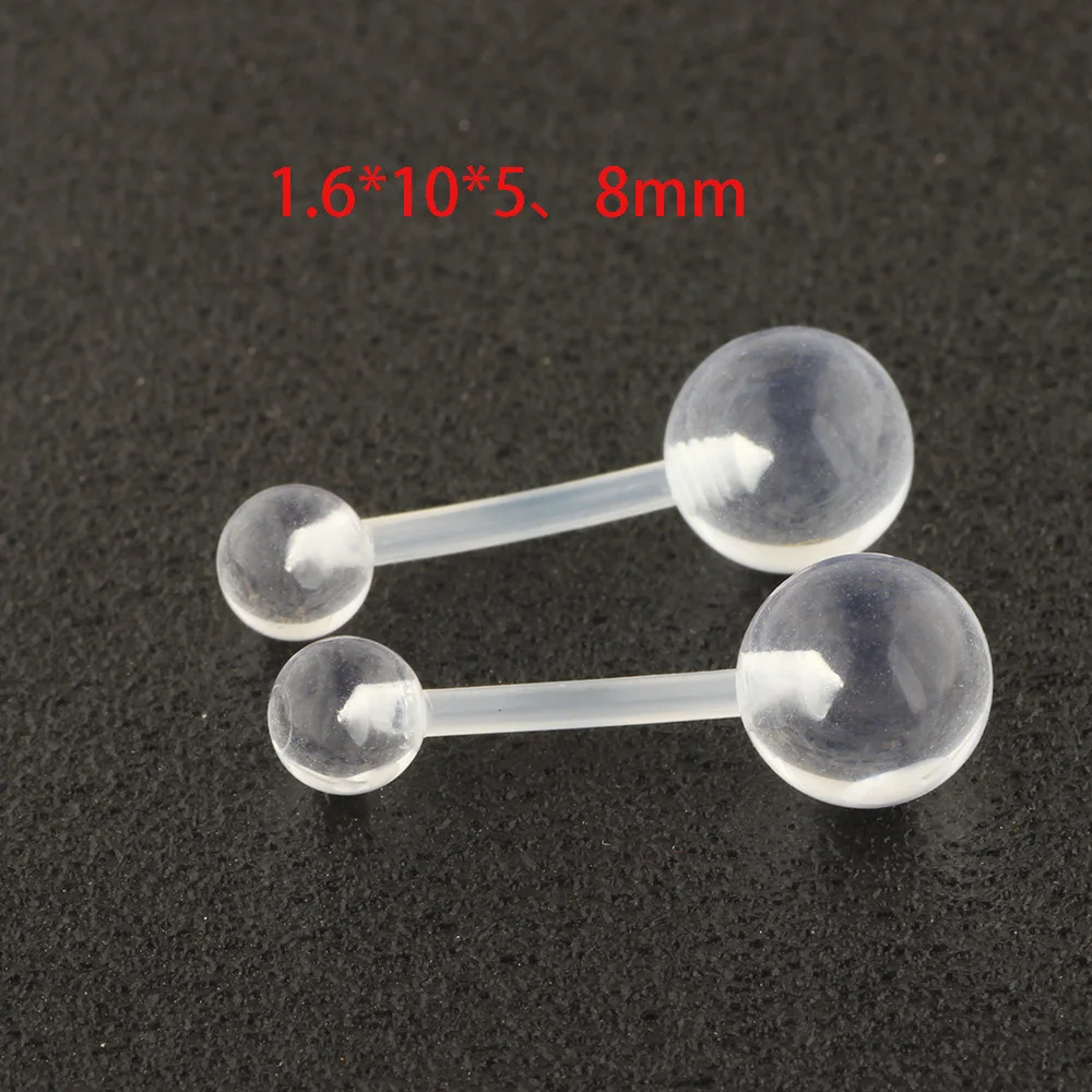 NO.3 1.6x10mm JUNLOWPY пирсинг фиксатор прозрачный биофлекс пластик 14 г 16 г нос в язык, бровь Tragus пупок соски кольца штанга фабричного производства - Окраска металла: NO.3 1.6x10mm