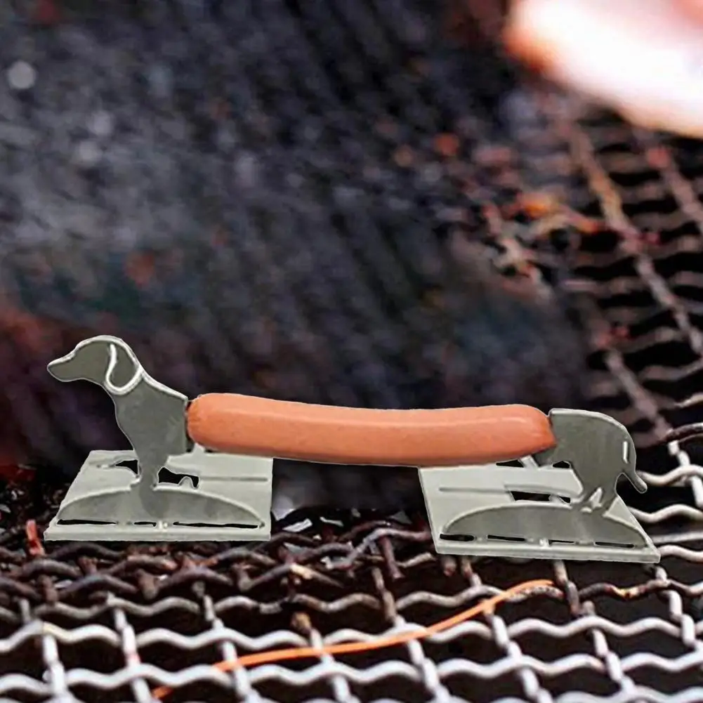 

1 Set Funny Hot Dog Rack Non-stick Iron Reusable Barbecue Roaster Stand BBQ Accessories Tools