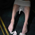 Мужская Экзотическая одежда, нижнее белье, одежда в полоску, гей колготки 1D, мужские жирные блестящие чулки, мужские Ультра тонкие сексуальные прозрачные Тедди