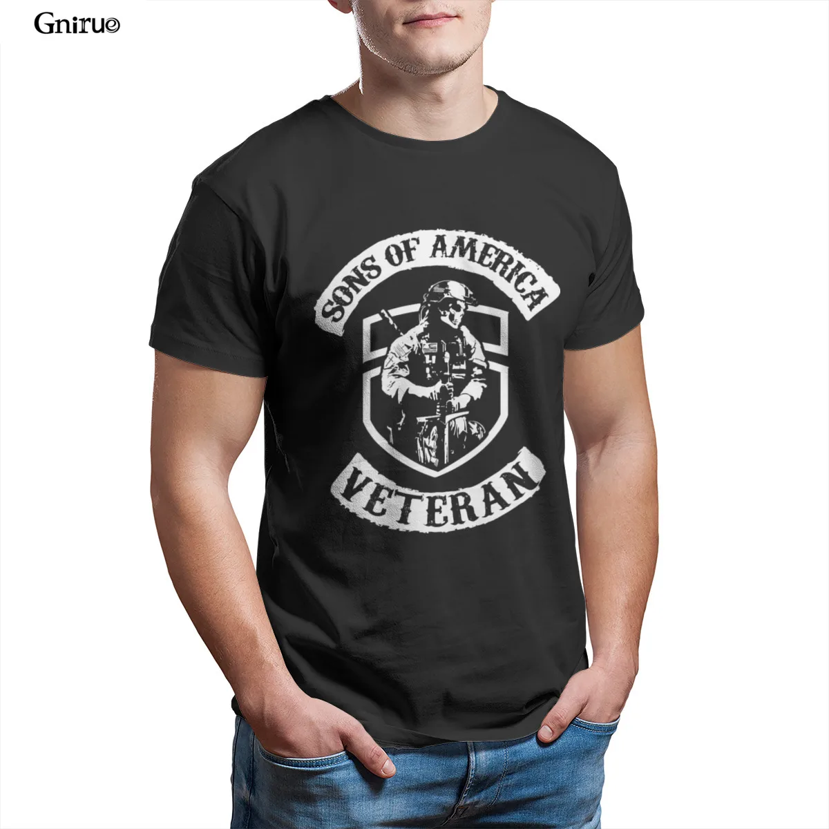 

Wholesale sons of america veteran Mens T-Shirt Red Unisex Aesthetic JapaneseStyle Male Clothing 102782