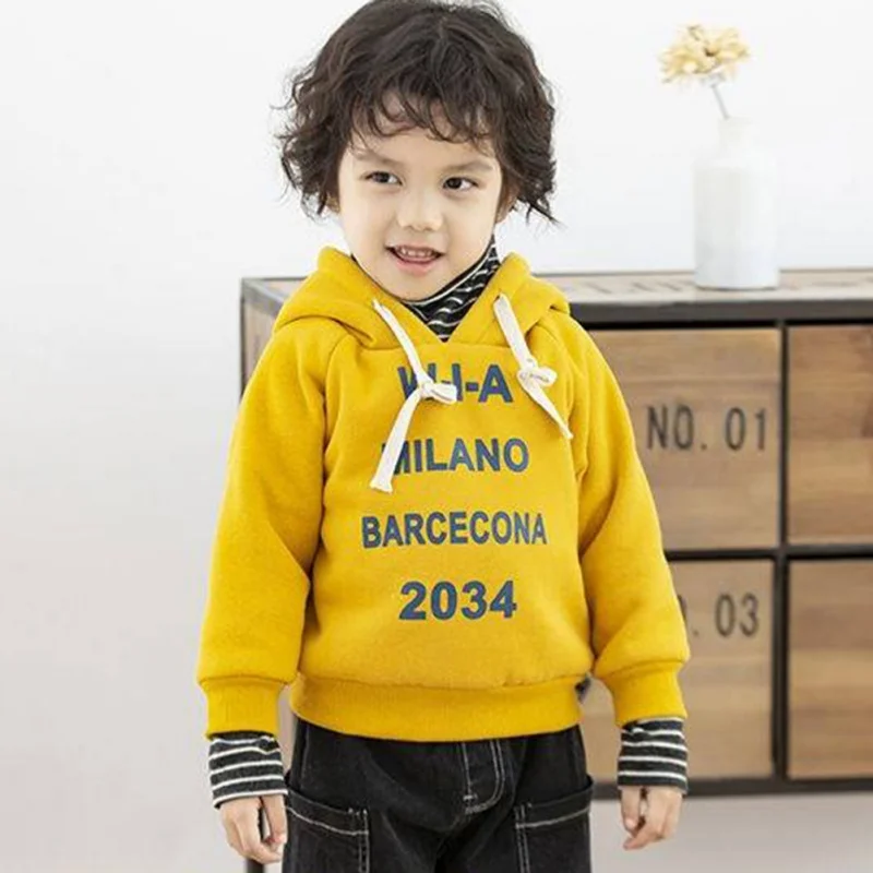 Теплая футболка для мальчиков и девочек детские толстовки с капюшоном