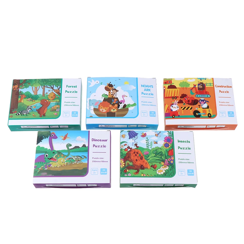 

New 24 Pieces Paper Puzzle Kids Montessori Toy Cartoon Forest Animal Zoo Jigsaw Puzzle Child Early Educational Learning Baby Toy