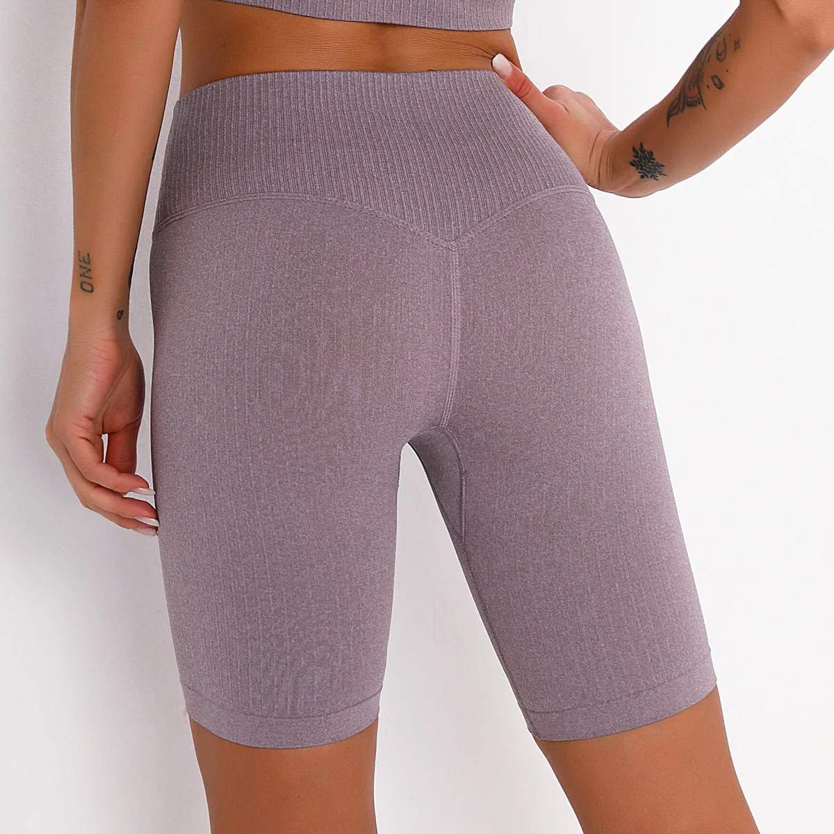 

Ribbed Fitness Workout Biker Shorts Women Seamless Leggings Running Yoga Shorts Womens Long High Waist Booty Shorts Gym Clothing