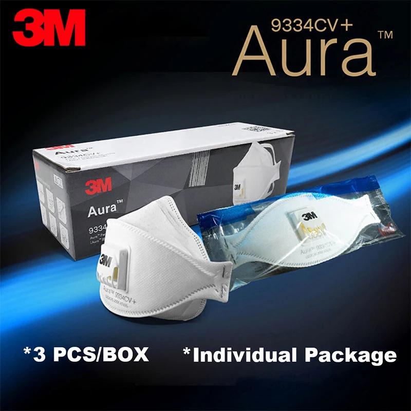 

3Pcs/Box 3M Aura 9334CV KN95 Mask Individual Package Headband Protective Particulate Respirator With Valve Fast Shipping