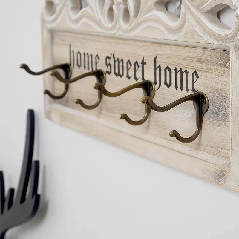Retro American Country Creative Hanging Hook European Nostalgia Carved Wooden Hanger Supplies Wall Home Decoration | Дом и сад