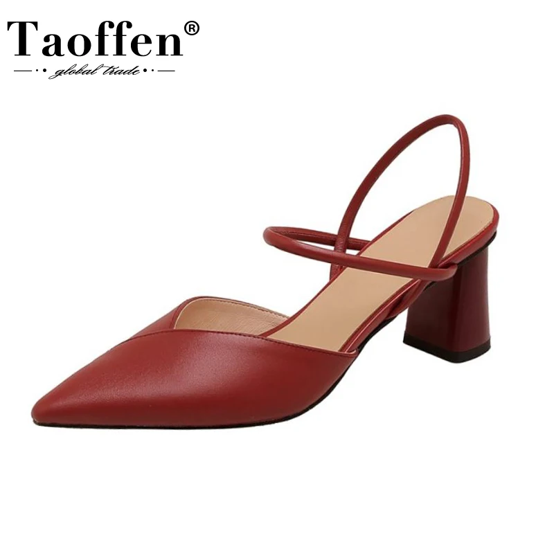 

TAOFFEN Women High Heel Sandals Cow Leather Strange Heel Women Summer Shoes Fashion Women Shoes Party Footwear Size 34-39
