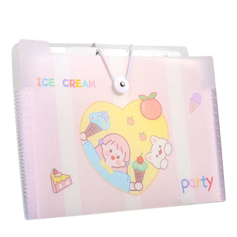 

A4 Kawaii Document Bag Large Capacity File Folder 8 Layers Organizer Storage Expanding Wallet Office Stationery School Supplies